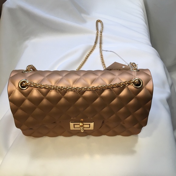 alfa bags Bags Alfa Bags Rose Gold Quilt Jelly Rubber Bag Poshmark